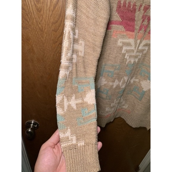 Lauren Ralph Lauren Tan Knit Aztec Southwestern Sweater Size M Western Heavy - Picture 8 of 11
